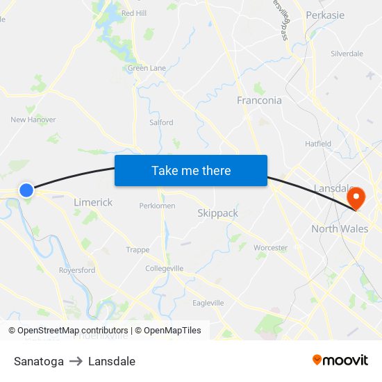 Sanatoga to Lansdale map
