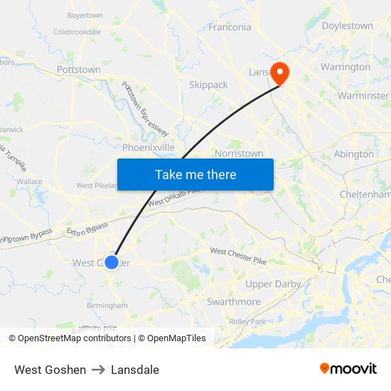 West Goshen to Lansdale map