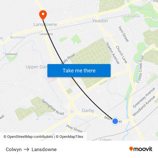 Colwyn to Lansdowne map