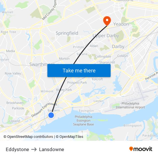 Eddystone to Lansdowne map