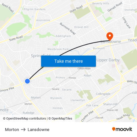 Morton to Lansdowne map