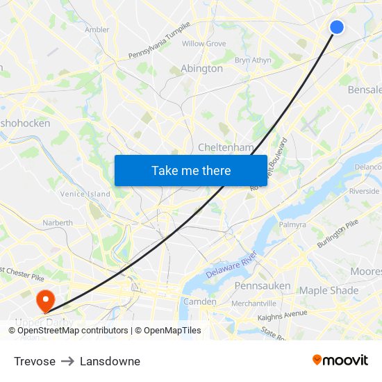 Trevose to Lansdowne map