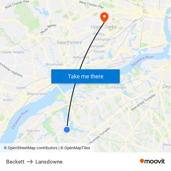 Beckett to Lansdowne map