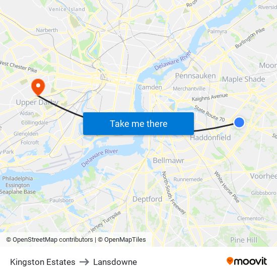 Kingston Estates to Lansdowne map