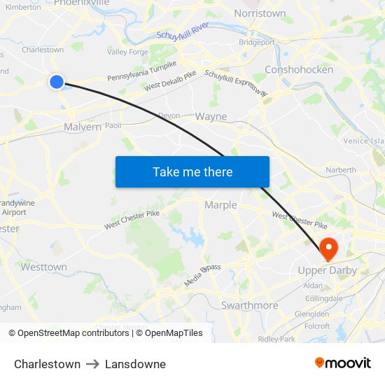 Charlestown to Lansdowne map