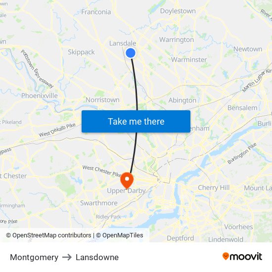 Montgomery to Lansdowne map