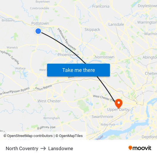 North Coventry to Lansdowne map