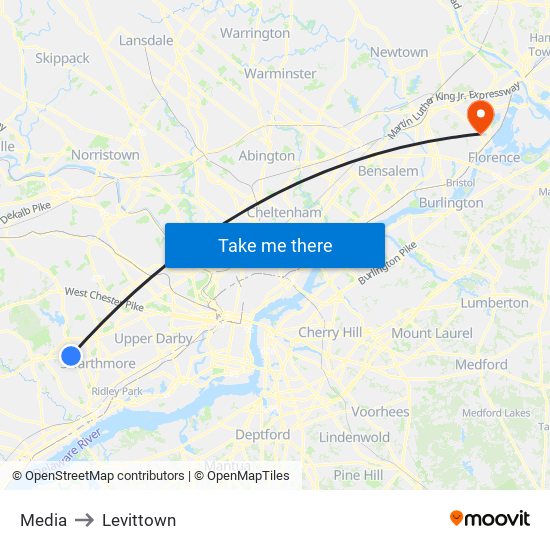 Media to Levittown map