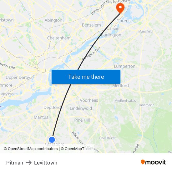 Pitman to Levittown map