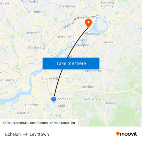 Echelon to Levittown map