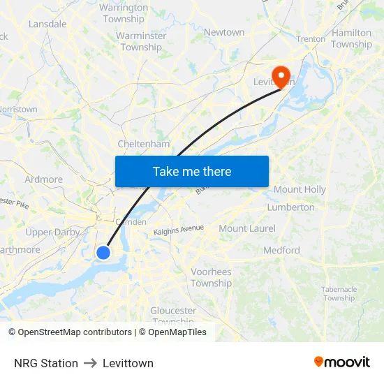NRG Station to Levittown map