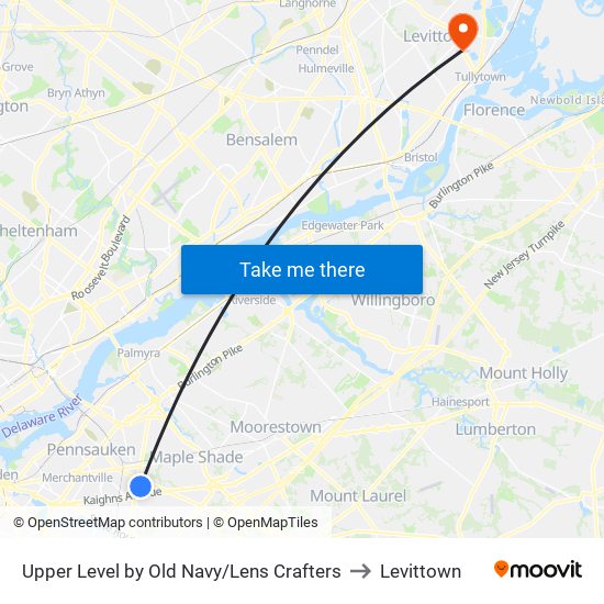 Upper Level by Old Navy/Lens Crafters to Levittown map