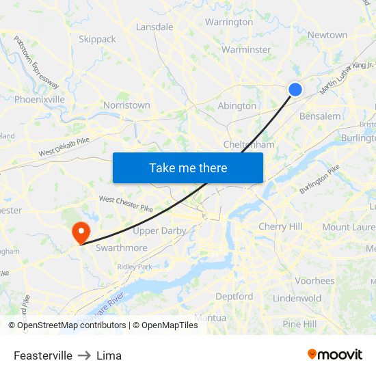 Feasterville to Lima map