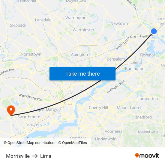 Morrisville to Lima map