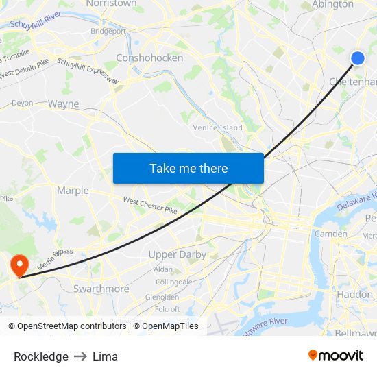 Rockledge to Lima map