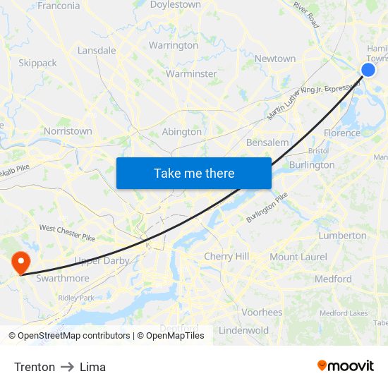 Trenton to Lima map