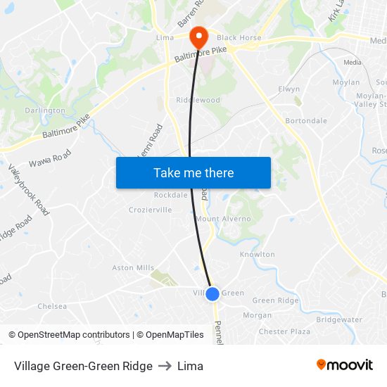 Village Green-Green Ridge to Lima map