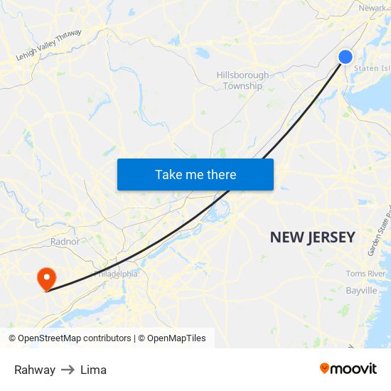 Rahway to Lima map