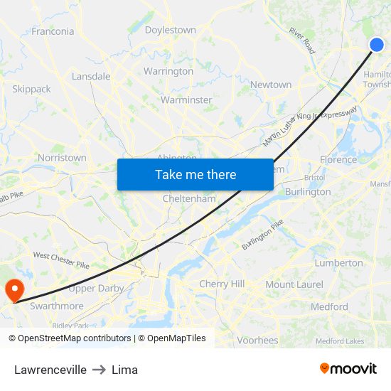 Lawrenceville to Lima map