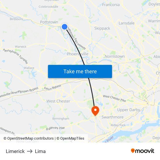 Limerick to Lima map