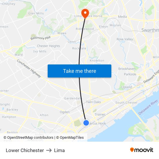 Lower Chichester to Lima map