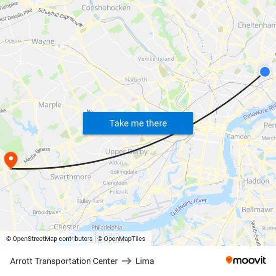 Arrott Transportation Center to Lima map