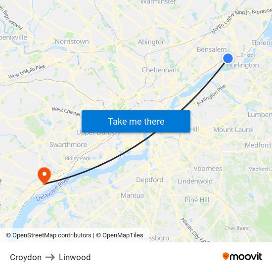 Croydon to Linwood map