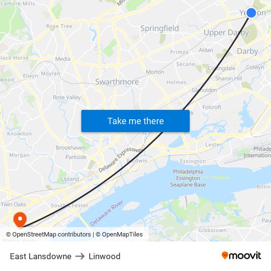 East Lansdowne to Linwood map