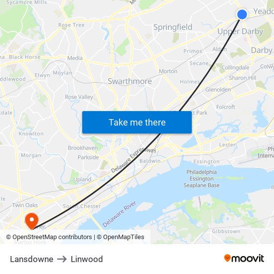 Lansdowne to Linwood map