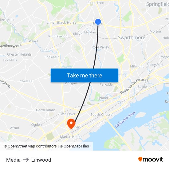 Media to Linwood map