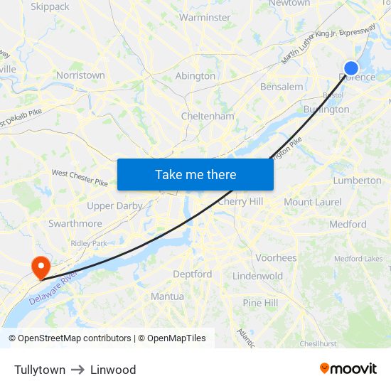Tullytown to Linwood map