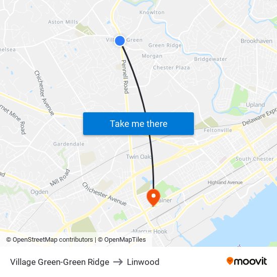 Village Green-Green Ridge to Linwood map