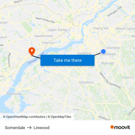 Somerdale to Linwood map