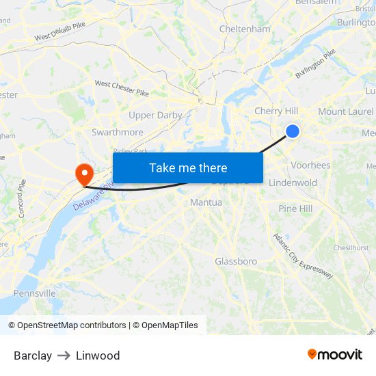 Barclay to Linwood map