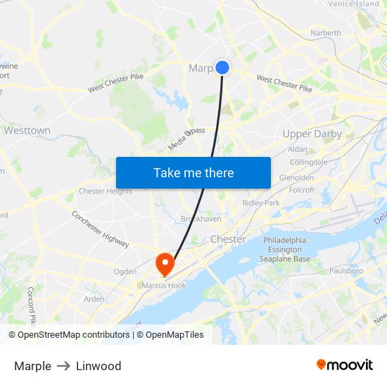 Marple to Linwood map