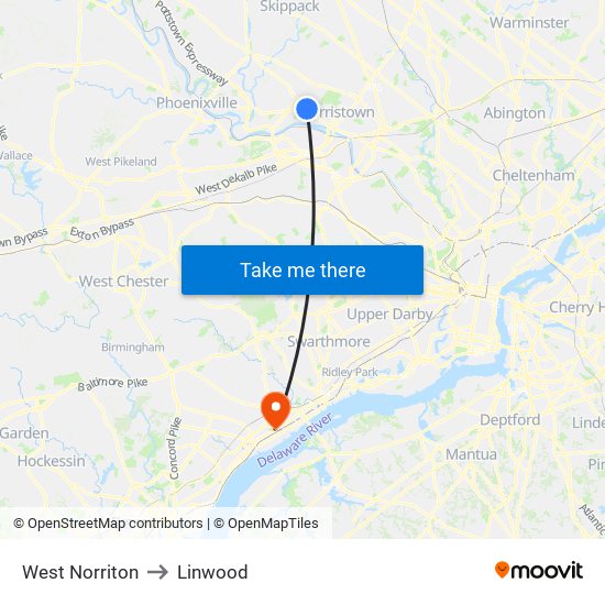 West Norriton to Linwood map