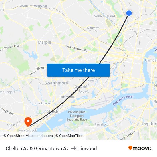 Chelten Av & Germantown Av to Linwood map