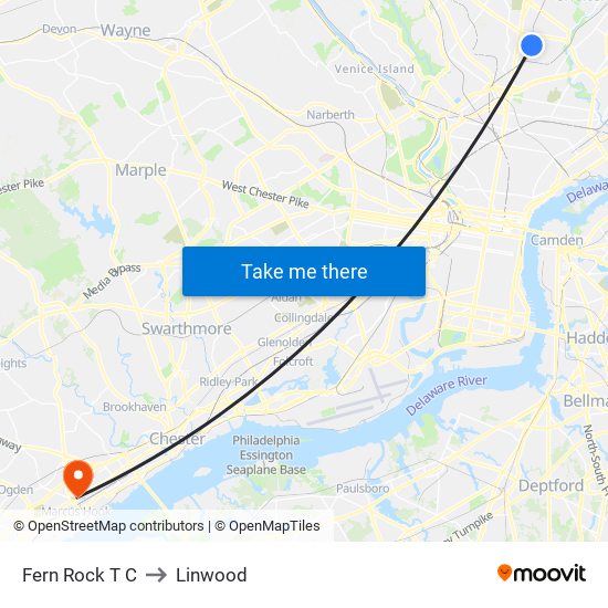 Fern Rock T C to Linwood map