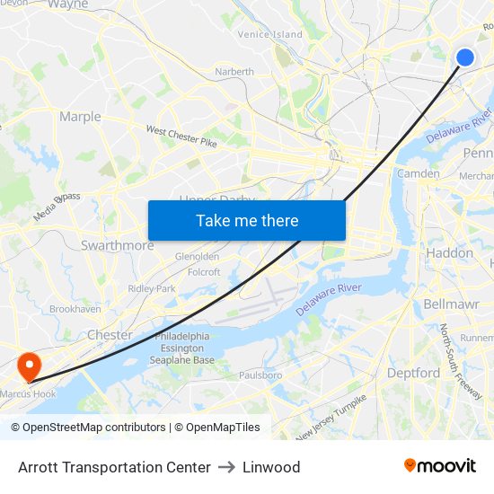 Arrott Transportation Center to Linwood map