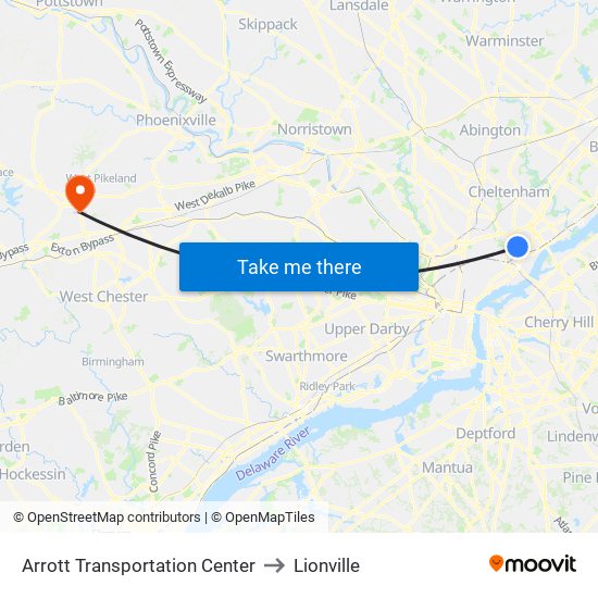 Arrott Transportation Center to Lionville map