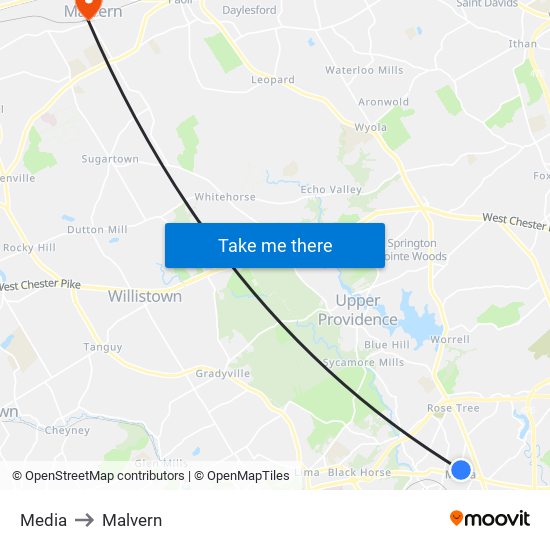 Media to Malvern map