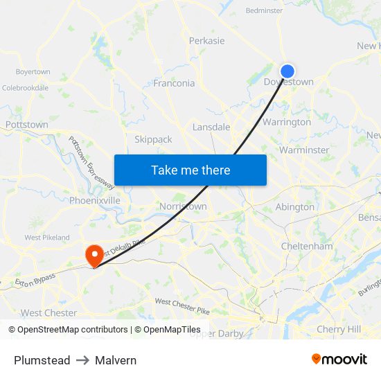 Plumstead to Malvern map