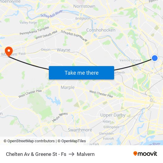 Chelten Av & Greene St - Fs to Malvern map