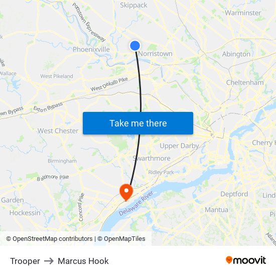 Trooper to Marcus Hook map