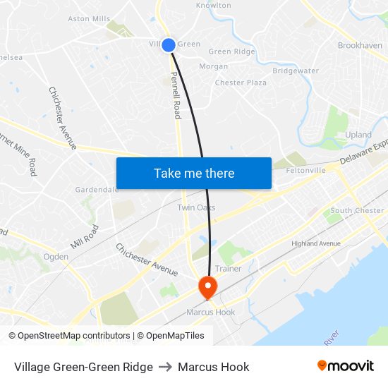 Village Green-Green Ridge to Marcus Hook map