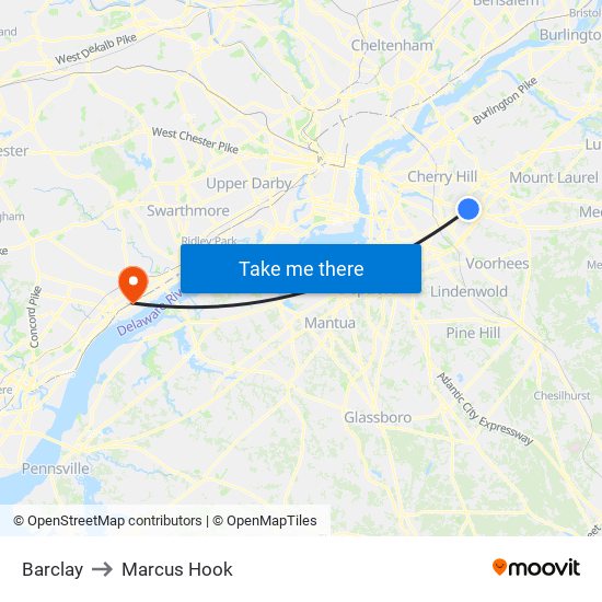 Barclay to Marcus Hook map