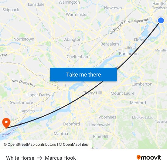 White Horse to Marcus Hook map