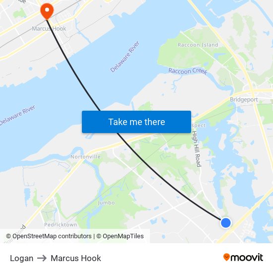 Logan to Marcus Hook map