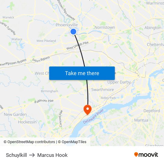 Schuylkill to Marcus Hook map