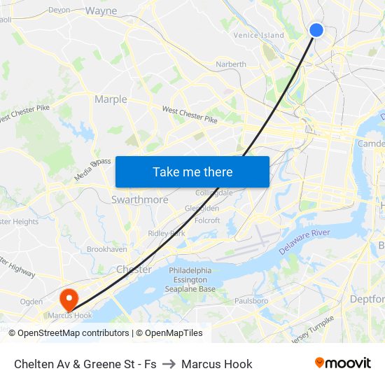 Chelten Av & Greene St - Fs to Marcus Hook map